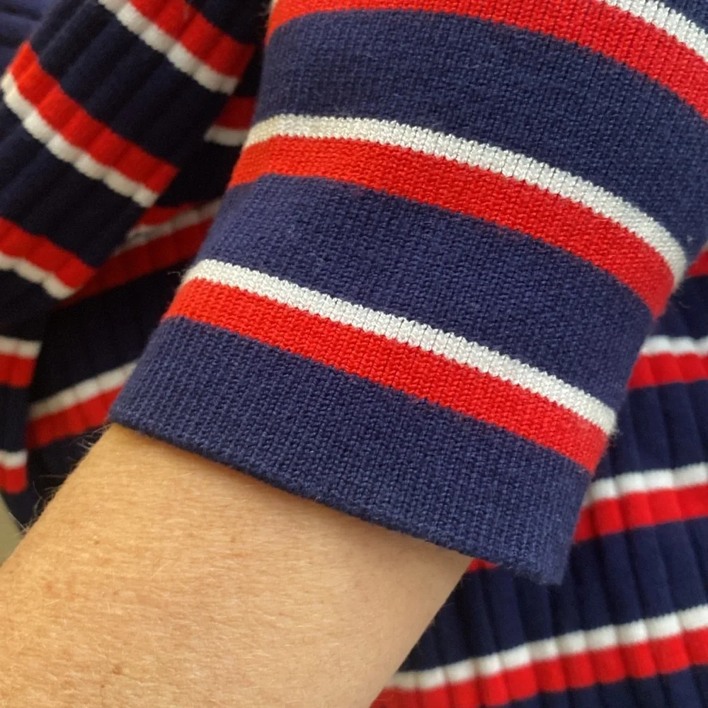 Lini Marla Striped Juliet Sleeve Esther Sweater Top Blue Red Stripe Med like new - Picture 10 of 14